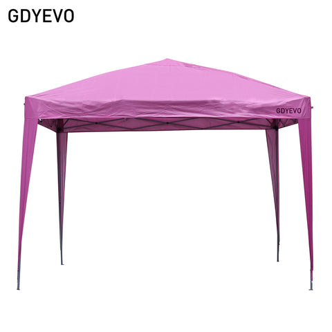 GDYEVO Patio 10x10 ft Pop Up Canopy Tent, Outdoor Canopy, Commercial Instant Gazebos, Easy Set up Carpas for Events, Parties, Camping, Pink.