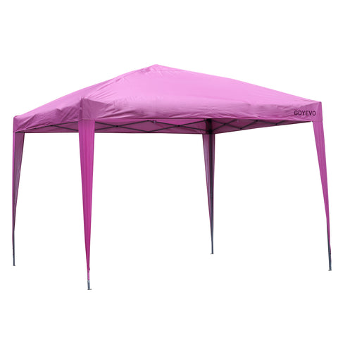 GDYEVO Patio 10x10 ft Pop Up Canopy Tent, Outdoor Canopy, Commercial Instant Gazebos, Easy Set up Carpas for Events, Parties, Camping, Pink.