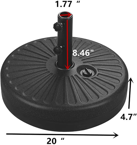 UNIDAZE 20*4.7 Inches Black Base,HPDE and Steel Base,Umbrella Base with Adjustable Knob