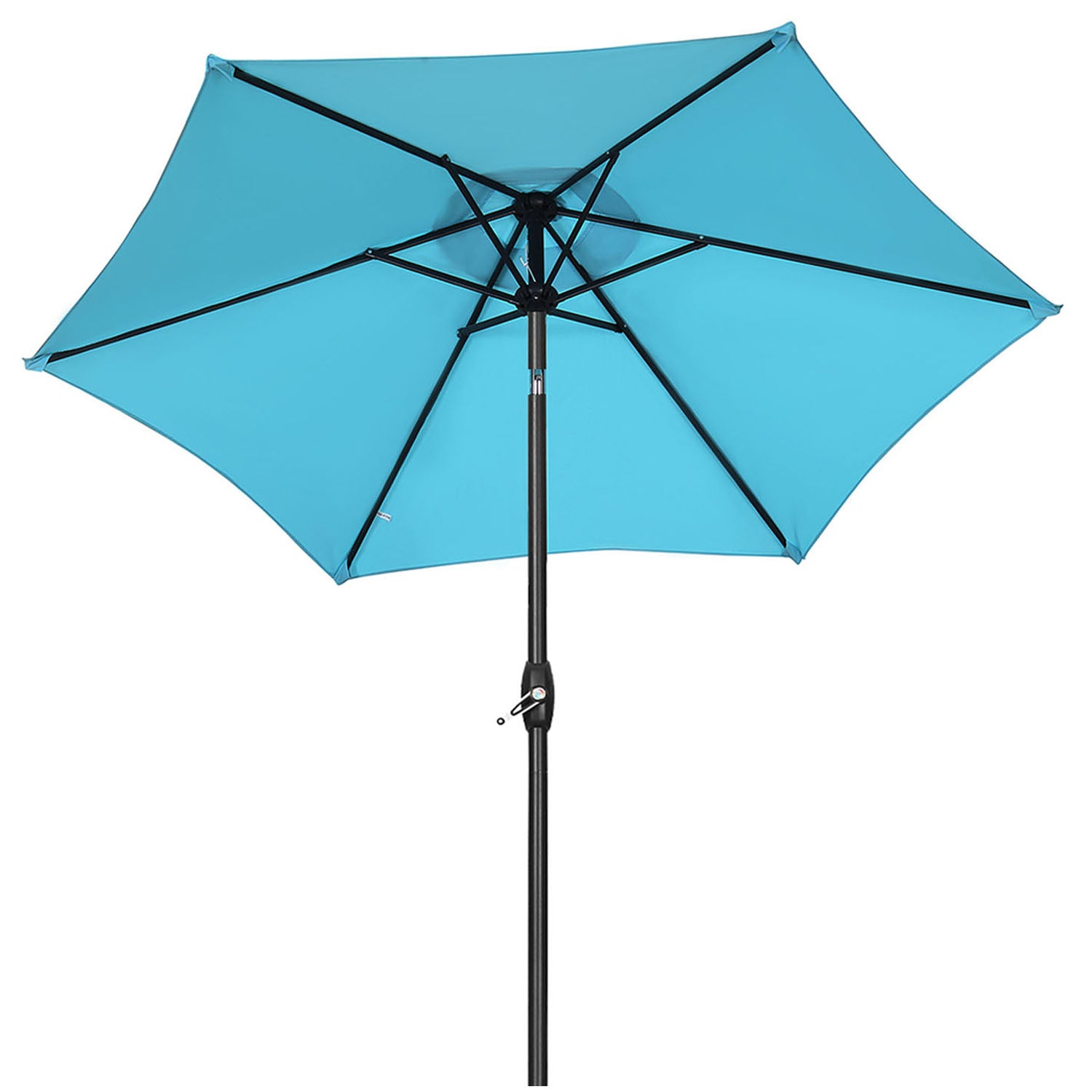 Ainfox 9ft Patio Umbrella with Push Button Tilt and Crank, Outdoor Sunshade Canopy, Waterproof and UV-Proof, Coffee Blue