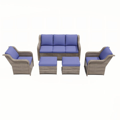 Ainfox 5 Pieces Patio Furniture Sofa Set Blue