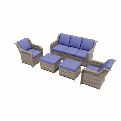 Ainfox 5 Pieces Patio Furniture Sofa Set Blue