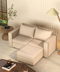 Ainfox L-shaped Storage Module Sofa Loveseat Sofa With Ottoman Beige