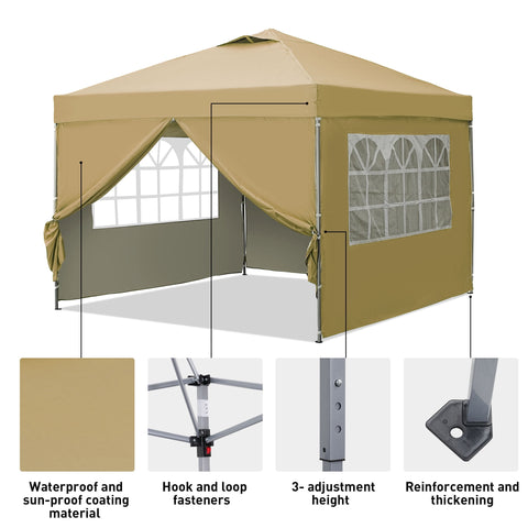 Ainfox 10 x 10 ft Pop up Canopy Tent with Sidewalls,Instant Outdoor Canopies,Shade Tents with Carrying Bag