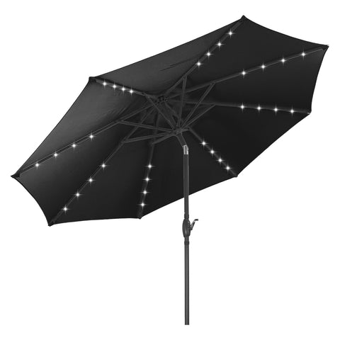 Ainfox 10ft Solar Patio Umbrella Outdoor Umbrella Market Umbrella for Backyard Deck Poolside With 32 LED Lights