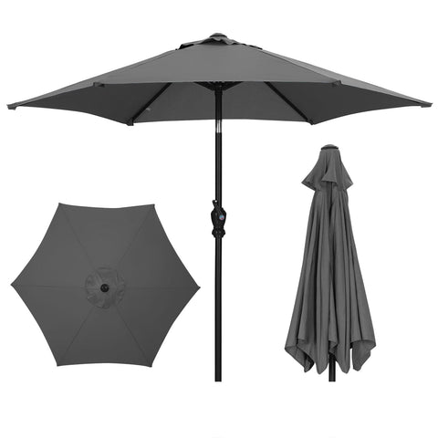 Ainfox 7.5FT Patio Umbrella Outdoor Table Umbrella,Market Umbrella with Push Button Tilt and Crank for Garden, Lawn, Deck, Backyard & Pool
