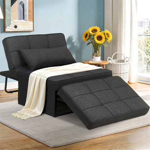 Ainfox 71 inch Dark Grey Convertible Sofa Bed Convertible Chair, Folding & No Installation Ottoman Bed