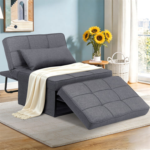 Ainfox 71 inch Dark Grey Convertible Sofa Bed Convertible Chair, Folding & No Installation Ottoman Bed