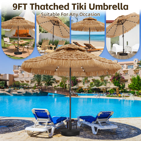 Ainfox Thatched Tiki Patio Umbrella, Outdoor Market Umbrella for Garden, Deck, Backyard, Pool, Beach