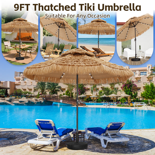 Ainfox Thatched Tiki Patio Umbrella, Outdoor Market Umbrella 7.5FT/9FT/13FT/15FT for Garden, Deck, Backyard, Pool, Beach