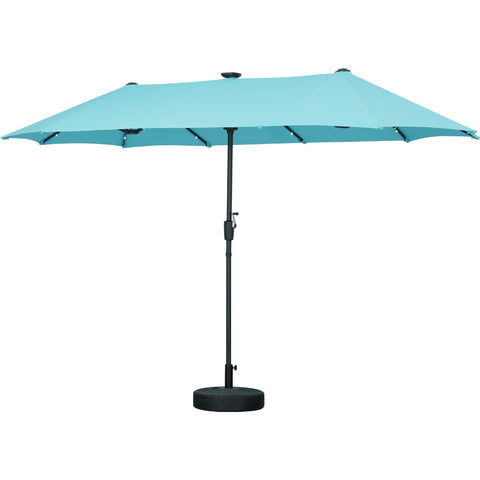 Ainfox 13ft Outdoor Patio Umbrella with Lights and Round Umbrella Base