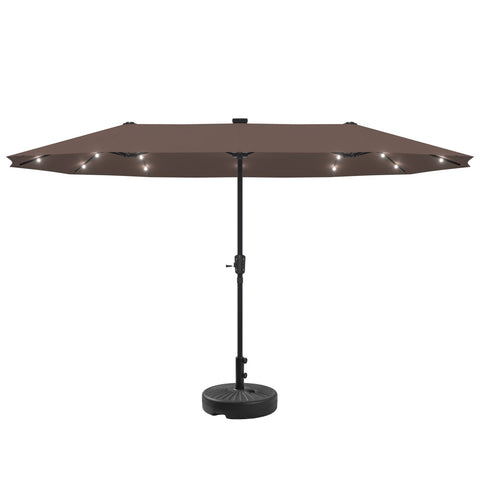 Ainfox 13ft Outdoor Patio Umbrella with Lights and Round Umbrella Base