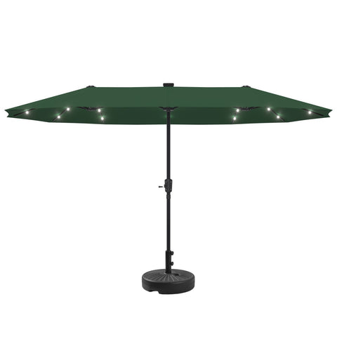 Ainfox 13ft Outdoor Patio Umbrella with Lights and Round Umbrella Base
