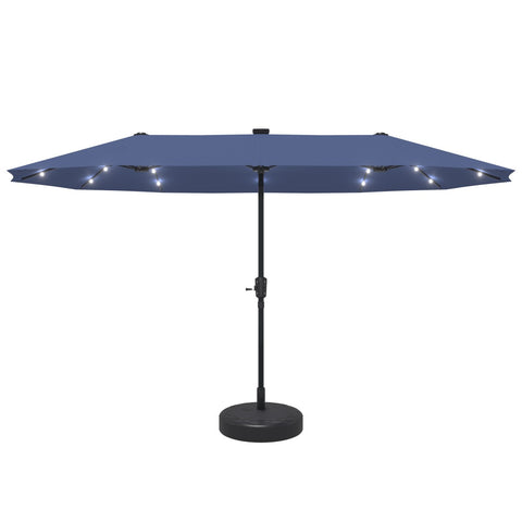 Ainfox 13ft Outdoor Patio Umbrella with Lights and Decorative Pattern Umbrella Base