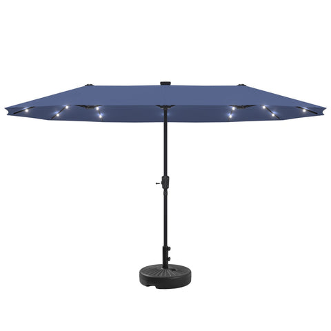 Ainfox 13ft Outdoor Patio Umbrella with Lights and Round Umbrella Base