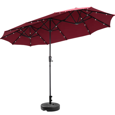 Ainfox 13ft Outdoor Patio Umbrella with Lights and Decorative Pattern Umbrella Base