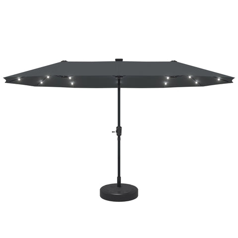 Ainfox 13ft Outdoor Patio Umbrella with Lights and Decorative Pattern Umbrella Base