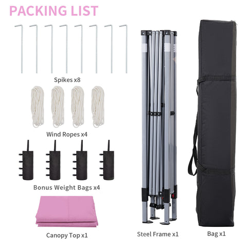 Ainfox 12'x12'Pop Up Canopy Tent Center Lock Windproof UV Shelter Wheeled Bag for Outdoor Events Parties Camping,Pink