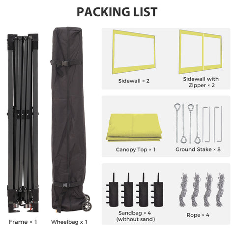 Ainfox 12ft x12ft Pop Up Canopy With 4 transparent sidewalls Outside Canopy with Wheeled Carry Bag, Bonus 8 Stakes and 4 Ropes