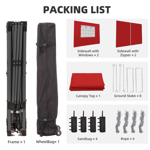 Ainfox 12ftx12ft Pop Up Canopy Tent with 4 Sidewalls One Push Tent Canopy with Wheeled Carry Bag, 8 Stakes and 4 Ropes