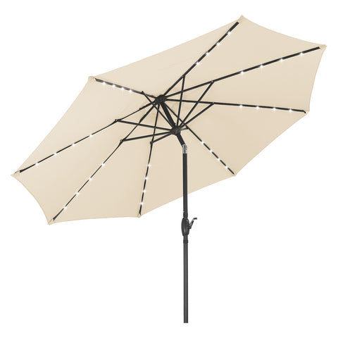 Ainfox 10ft Solar Patio Umbrella Outdoor Umbrella Market Umbrella for Backyard Deck Poolside With 32 LED Lights