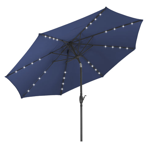 Ainfox 10ft Solar Patio Umbrella Outdoor Umbrella Market Umbrella for Backyard Deck Poolside With 32 LED Lights