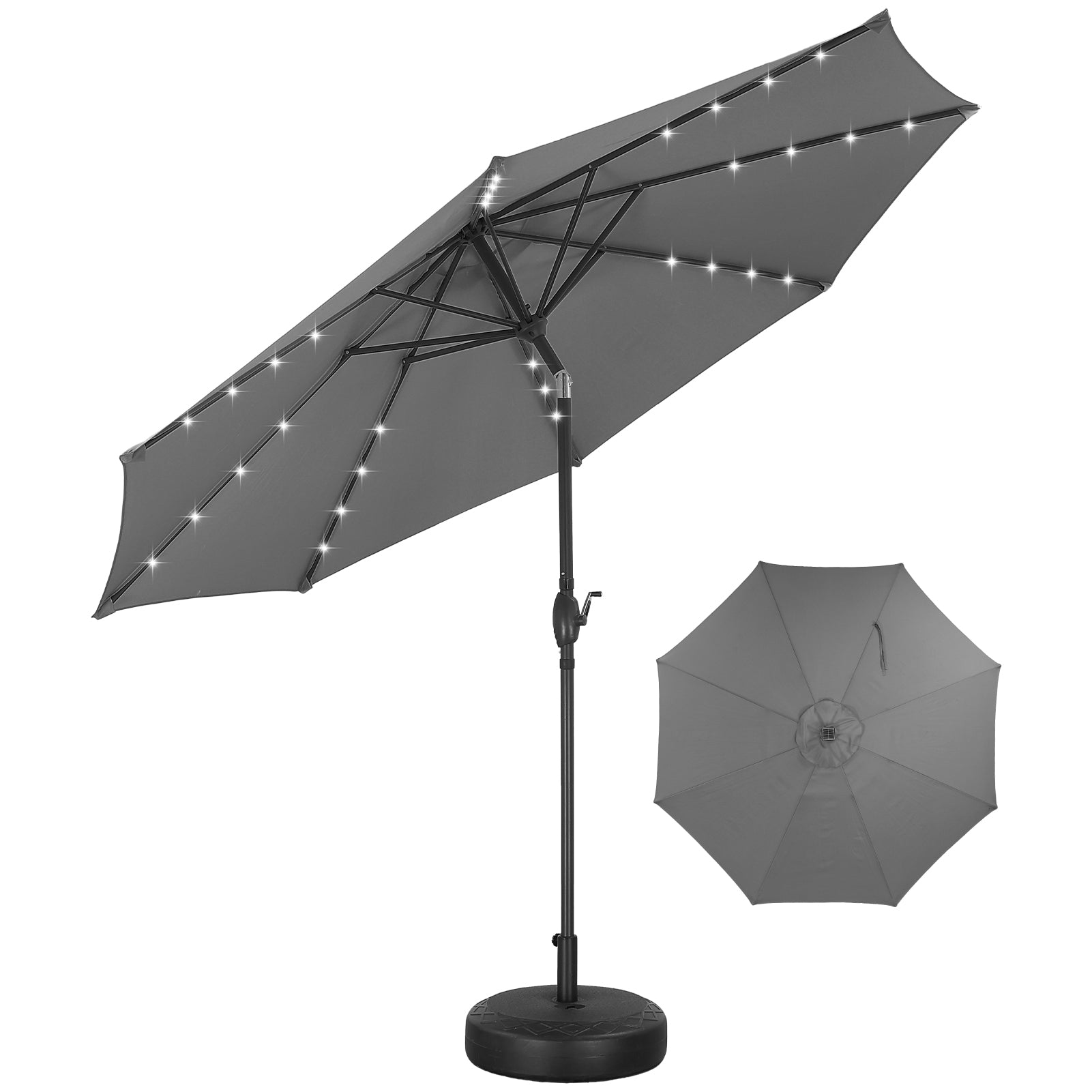10ft Solar Patio Umbrella Outdoor Umbrella Market Umbrella Decorative Pattern Umbrella
