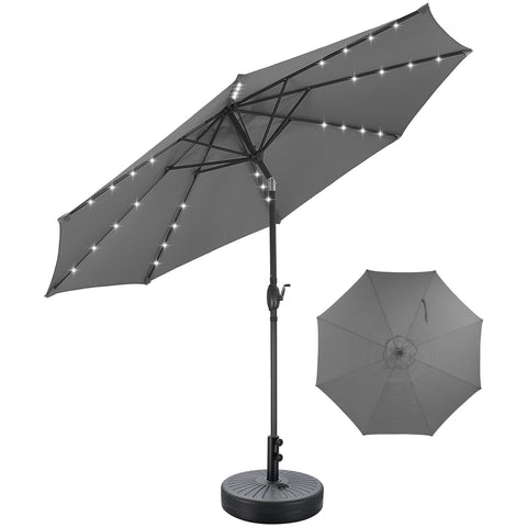 Ainfox 10ft Solar Patio Umbrella Outdoor Umbrella Market Umbrella With Umbrella Base