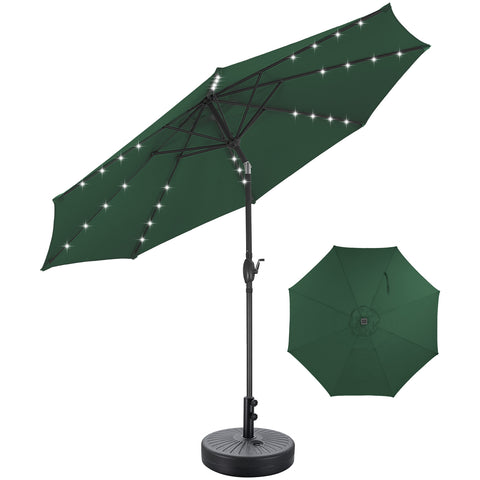 Ainfox 10ft Solar Patio Umbrella Outdoor Umbrella Market Umbrella With Umbrella Base