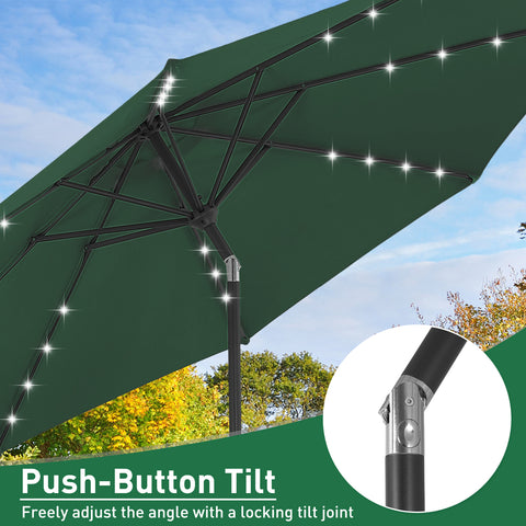 Ainfox 10ft Solar Patio Umbrella Outdoor Umbrella Market Umbrella With Umbrella Base