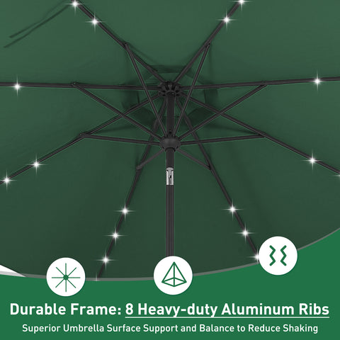 Ainfox 10ft Solar Patio Umbrella Outdoor Umbrella Market Umbrella With Umbrella Base