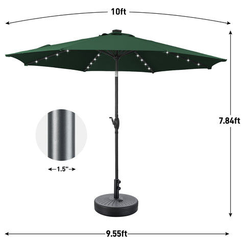 Ainfox 10ft Solar Patio Umbrella Outdoor Umbrella Market Umbrella With Umbrella Base