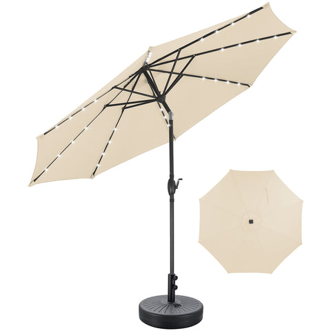 Ainfox 10ft Solar Patio Umbrella Outdoor Umbrella Market Umbrella With Umbrella Base