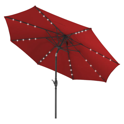 Ainfox 10FT Large Solar Patio Umbrella with Crank Handle Outdoor Umbrella Market Umbrella for Backyard Deck Poolside With 32 LED Lights