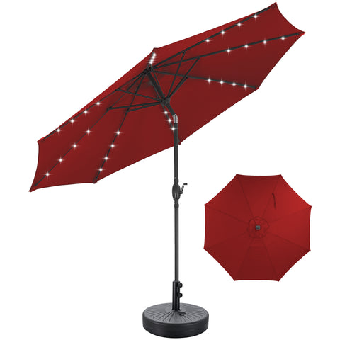 Ainfox 10ft Solar Patio Umbrella Outdoor Umbrella Market Umbrella With Umbrella Base