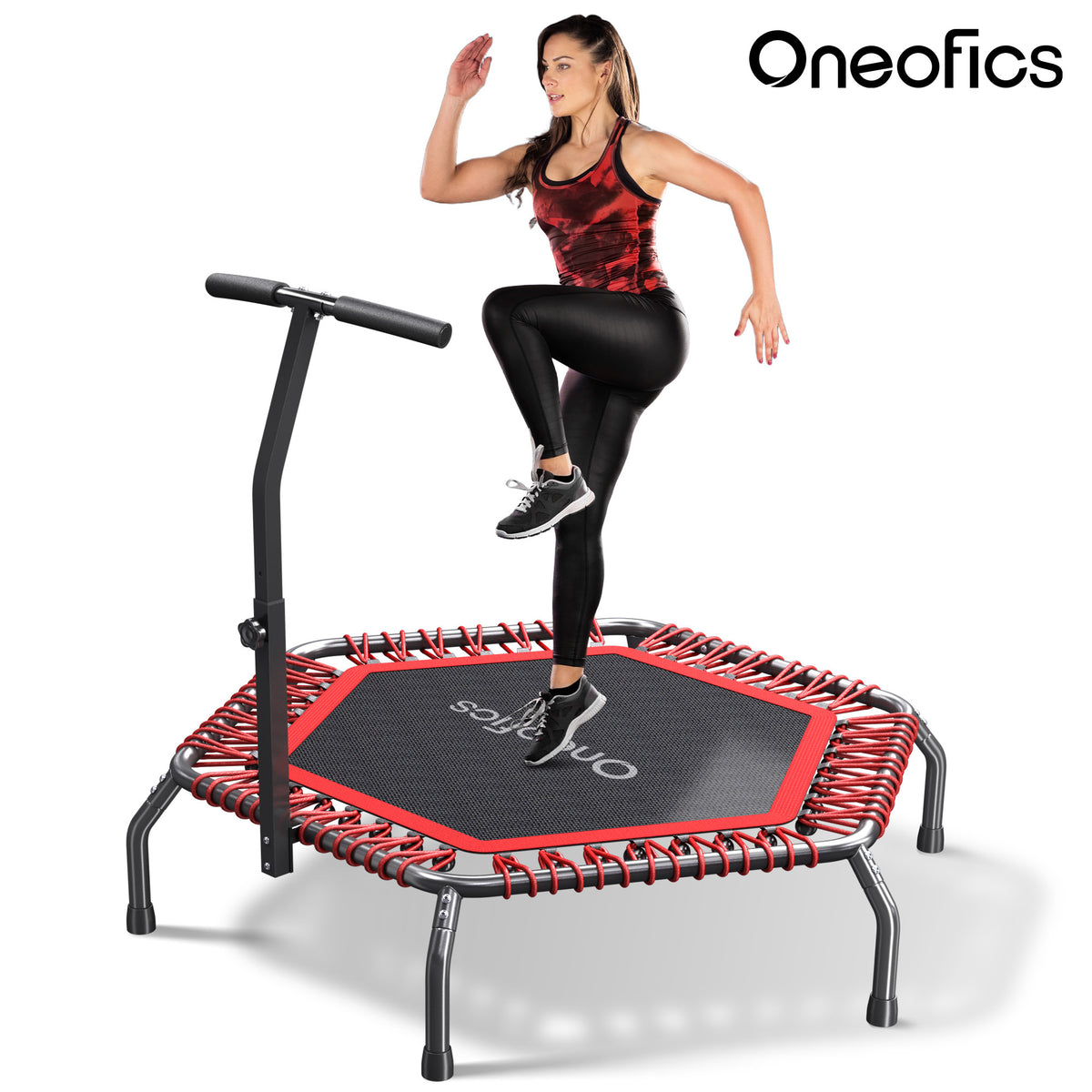 48”Trampoline Foldable Fitness trampoline Exercise Workout Rebounder Trampoline Adjustable Handle Max Load 550lbs