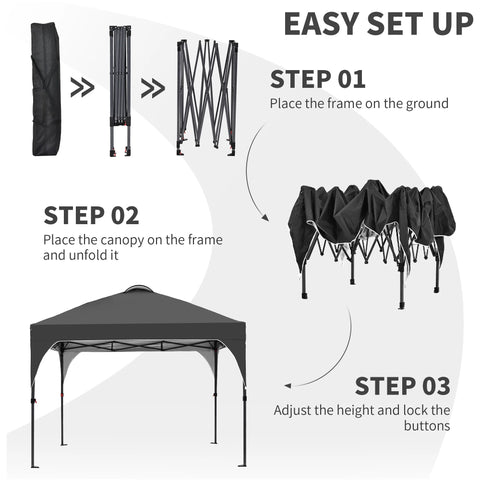 Ainfox 10'x10' Pop Up Canopy Tent, Easy-Setup Gazebo, Outdoor Canopy with 3 Adjustable Heights for Events, Parties, Camping