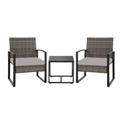 Ainfox 3 Piece Outdoor Patio Furniture Patio Bistro Set Rattan Balcony Furniture Set