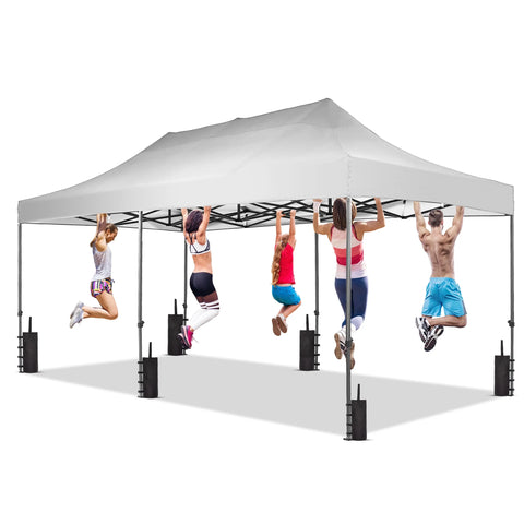 Ainfox 10x20 Heavy Duty Pop up Canopy Tent, Outdoor Instant Folding Gazebo with Wheeled Bag, Waterproof UV Protection Shade for Events