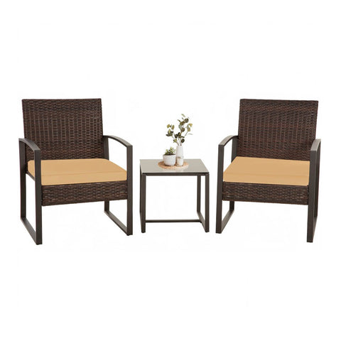 Ainfox 3 Piece Outdoor Patio Furniture Patio Bistro Set Rattan Balcony Furniture Set