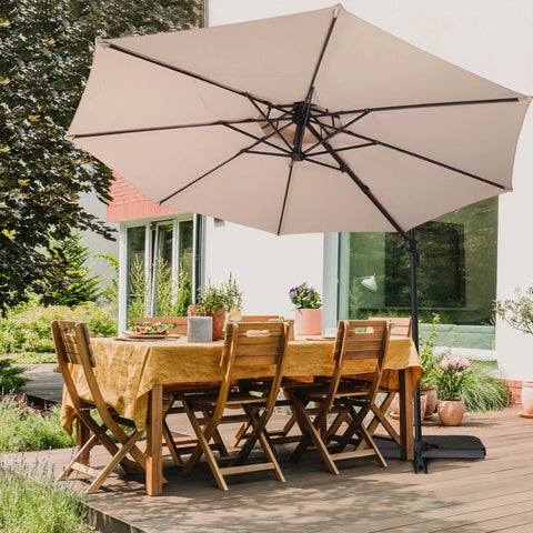 Ainfox 10ft Double Top Heavy-Duty Patio Cantilever Umbrella with Cross Base, Outdoor Large Offset Hanging Aluminum Rotation Sun Shade Umbrella with 360°Rotation Adjustable