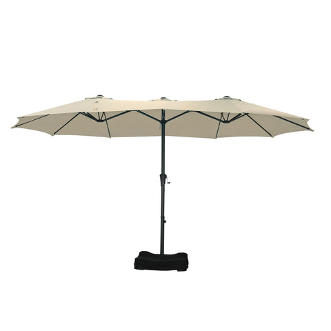 Ainfox 15ft Large Patio Umbrella, Double-Sided Outdoor Rectangle Table Umbrellas with Fillable Weighted Sand Bag Base