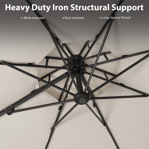 Ainfox 10ft Double Top Heavy-Duty Patio Cantilever Umbrella with Cross Base, Outdoor Large Offset Hanging Aluminum Rotation Sun Shade Umbrella with 360°Rotation Adjustable