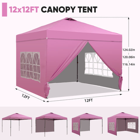 Ainfox 12x12 Pop up Canopy Tent with One Push Setup and Sidewalls,Instant Outdoor Shade Gazebos with Weighted Sandbags