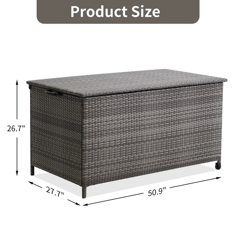 Ainfox 120 Gallons Storage Box Outdoor Deck Box with Waterproof Liner, Patio Wicker Rattan