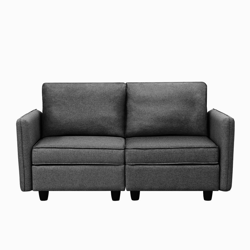 Ainfox 2 Seater Modular Sectional Couch for Living Room, Convertible Sofa Loveseat with Storage, Dark Gray