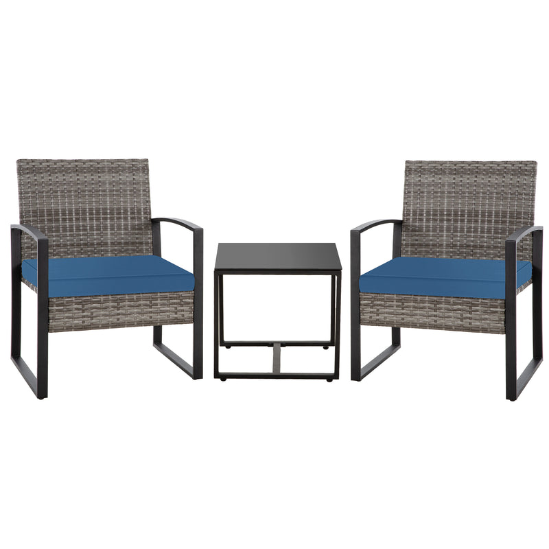 Ainfox 3 Piece Outdoor Patio Furniture Patio Bistro Set Rattan Balcony Furniture Set