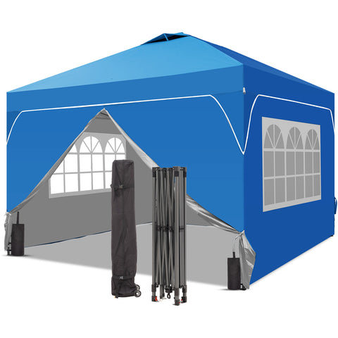 Ainfox 12ftx12ft Pop Up Canopy Tent with 4 Sidewalls One Push Tent Canopy with Wheeled Carry Bag, 8 Stakes and 4 Ropes