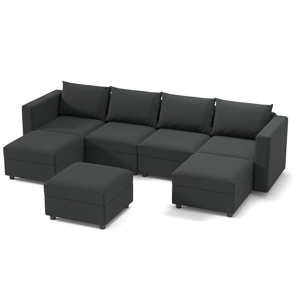 Modular Sectional Sofa Couch Storage Seat 4 Seats + 3 Ottoman