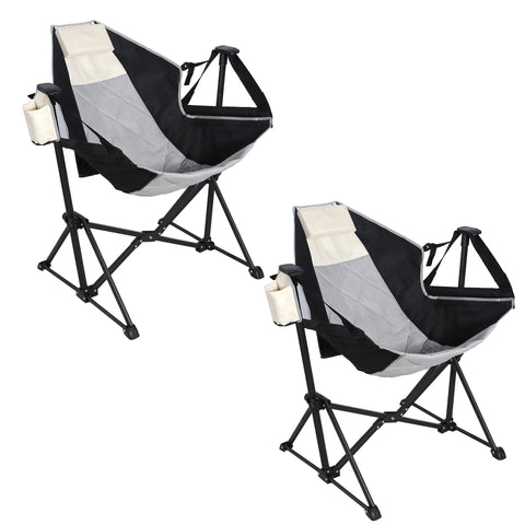 Ainfox 2PCS  Adults Heavy Duty Camping Chair High Back Folding Chair with Thickened Steel FramePadded Portable Outdoor Chair